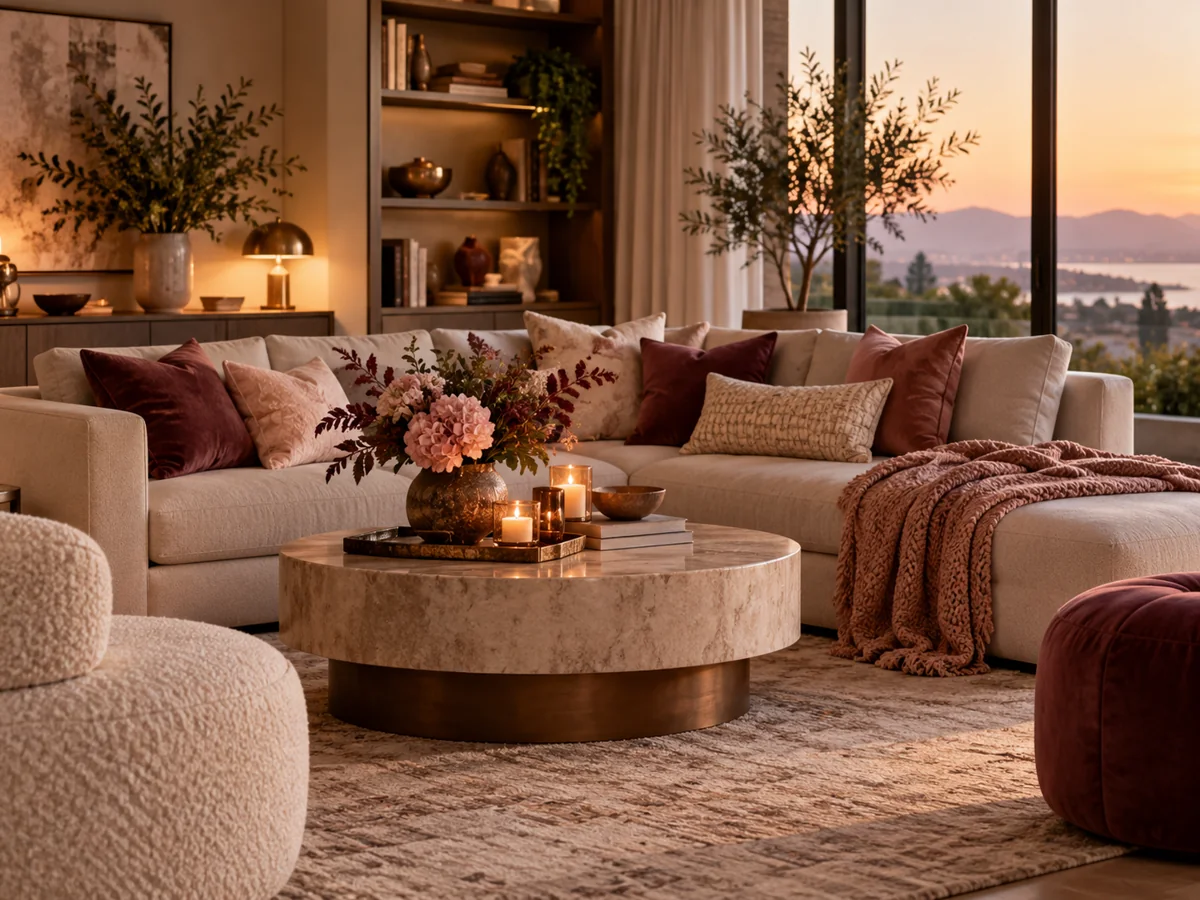 Sala elegante e aconchegante decorada